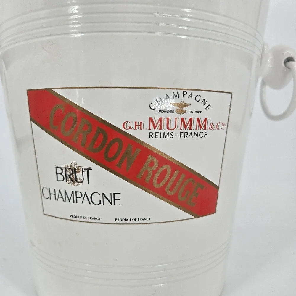 G.H. Mumm Cordon Rouge Champagne Ice Bucket White‎ Metal Barware France